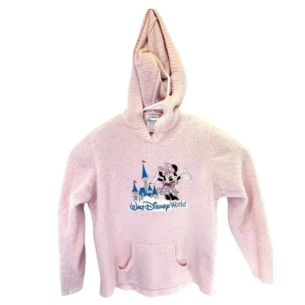 Walt Disney World Sz Large Pink Rhinestone & Embroidered Fleece Hoodie (B24) EUC